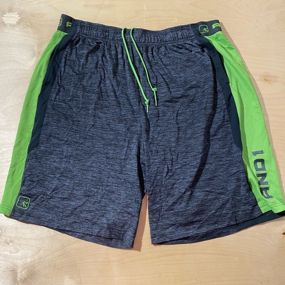 AND1 Men's Gray and Green Athletic Shorts 3 XL (HP)